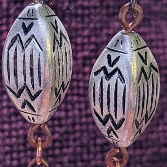 Bold Silver Bohemian Mixed Metal Earrings - Picture 4 of 8